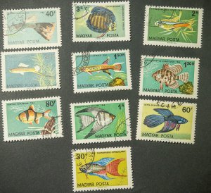 Hungary #1437-1444 USED fish in natural colors