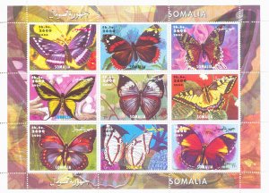 Somalia 2000 MNH Butterflies Stamps Butterfly 9v M/S