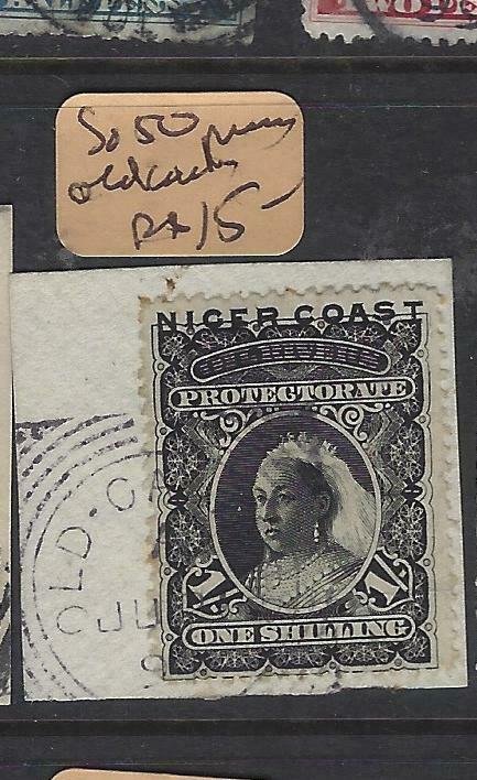 NIGER COAST PROTECTORATE (PP2504B) 1/-  SG 50 OLD CALABAR  RIVER PIECE SON   VFU