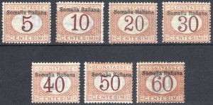 Somalia 1909 5c-60c Buff&Mag Post Due Scott J12-J18 SG D28-D34 LMM/MLH Cat$276