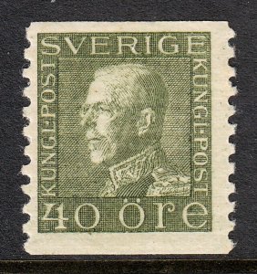 SWEDEN — SCOTT 183 — 1929 40o OLIVE GREEN KING GUSTAV V — MH — SCV $35 