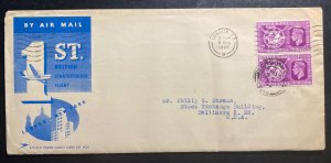 1949 London England Airmail cover to Baltimore Md USA First British Stratocruise