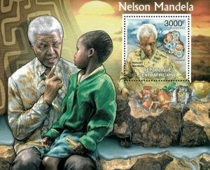 Central Africa 2012 - Nelson Mandela, Minerals, Children - Souvenir Sheet - MNH