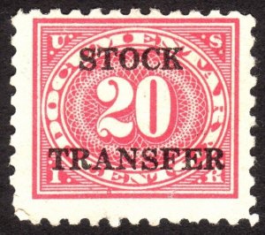 1928, US 20c, Stock Transfer, MNG, Sc RD28