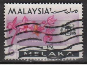 Malaysia Malacca 1957 - Scott 70 used - 6c, Orchids & Sultan