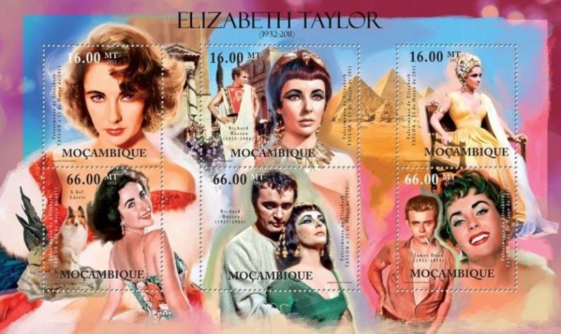 Elizabeth Taylor Cinema Hollywood Movies Kino Mozambique MNH stamp set