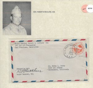 1944 Gen Robert McClure, USA, APO 716 to Sacramento, Ca (52741)