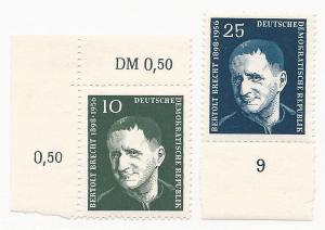 GDR #362-63, MNH, Pl single, Pl blk single