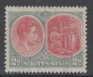 ST.KITTS-NEVIS SG71 1938 2d SCARLET & GREY MTD MINT