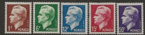 Monaco 253-57  1950  set 5  VF Mint  hinged