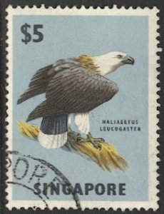 SINGAPORE 1963 Sc 69 Used VF $5 Eagle / Bird, cv $8.50