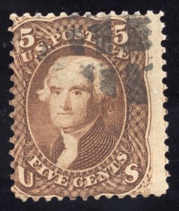 US Scott 76 Used 5c brown Thomas Jefferson Lot F068 bhmstamps