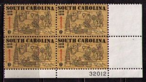 1970 So. Carolina Statehood Plate Block Of 4 6c Stamps, Sc#1407, MNH, OG