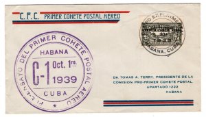 Cuba Rocket Mail Cover 1939, No Faults,   ....   7600001