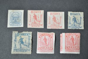 7 U.S. Hussey's Local Post Special Messenger Stamps Unused Hinged United...