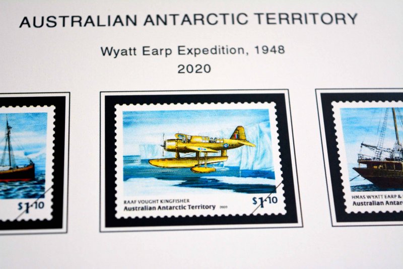 COLOR PRINTED AUSTRALIAN ANTARCTIC 1957-2020 STAMP ALBUM PAGES (44 illus. pages)