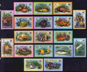 Tuvalu 1979 Fish original definitive set of 18 values (ex...