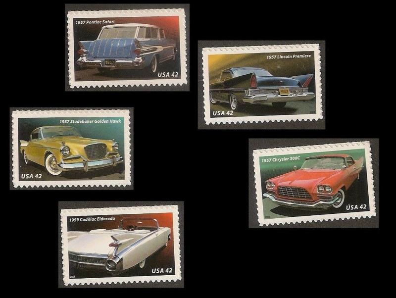 US 4353-4357 50s Fins and Chrome 42c set MNH 2008