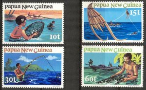 Papua New Guinea 1981 Fishes Fishing set of 4 MNH