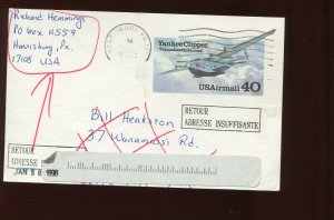 UXC25 USED AIRMAIL POSTAL CARD TO JAPAN WITH RETOUR (RETURN TO SENDER) MARK