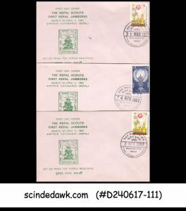 NEPAL 1987 THE NEPAL SCOUTS / 1st NEPAL JAMBOREE SPECIAL COVERS 7nos DIFF. B236