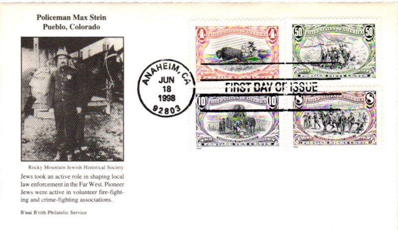 #3209a-3209f Trans Mississippi Centennial SET OF 3 – B’nai B’rith Jewish Cachet