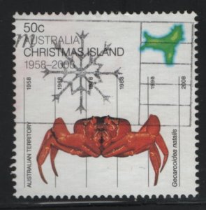 Christmas Island 2008 used Sc 470a 50c Crab - 50th ann Territorial Status