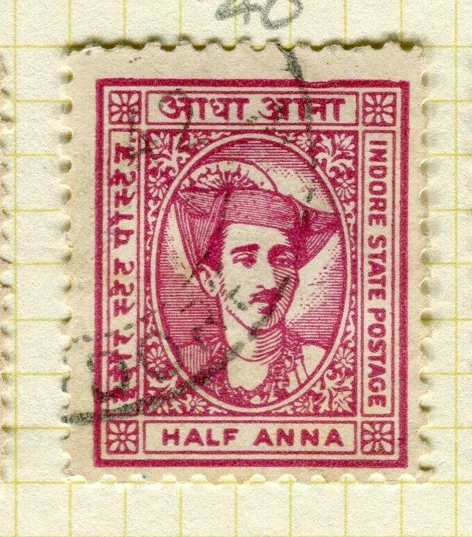 INDIA; INDORE 1927 early pictorial issue fine used 1/2a. value