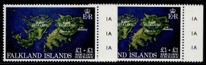 FALKLAND ISLANDS QEII SG430 + 430w, 1982 £1 + £1 NH MINT WMK VARIEITIES. Cat £92