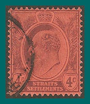 Straits Settlements 1904 King Edward, 4c used 107,SG125