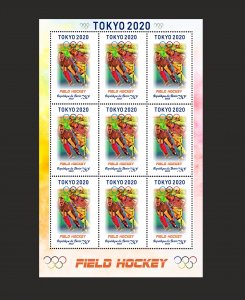 Stamps.  Field Hockey , Benin 2022 year , sheet 9 stamps perforated