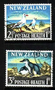 New Zealand-Sc#B67-8-used Semi-Postal-Birds-Penguins-1964-id6-