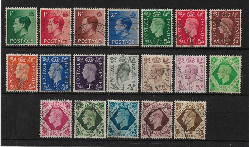GREAT BRITAIN 1936 +1937-1947 DEFINITIVE SETS  FINE USED Cat£10+