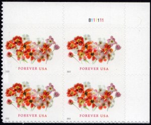 NEW ISSUE (Forever) Tulips Plate Block: UR #B111111 (2022) SA