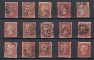 GB QV 1d Red Stars Unchecked Collection Of 15 Fine Used BP5926