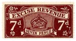 (I.B) Excise Revenue : 7d Red-Brown (1934)