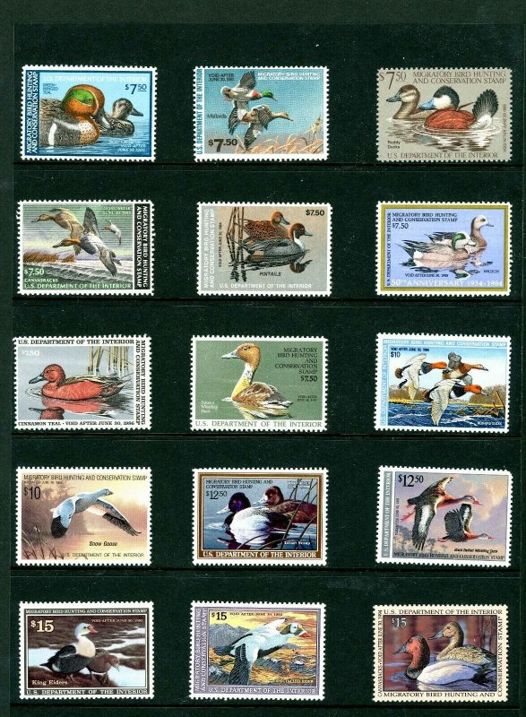 United States Federal Hunting Duck Stamps #RW1-RW72 Mint Never Hinged F/VF Set 