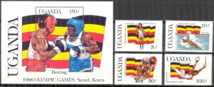 Uganda 1987 Olympics Games Seoul 1988 Mi. 534/7 Bl.70 MNH