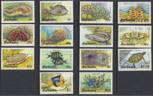 Barbados #640-59 MNH part set, various marine life, issued 1985