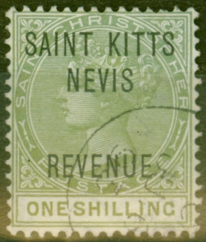 St Kitts & Nevis 1865 1s Olive SGR6 Superb Used