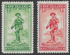 New Zealand # B9-B10   ANZAC Soldier   1936   (2) VF Unused No Gum?