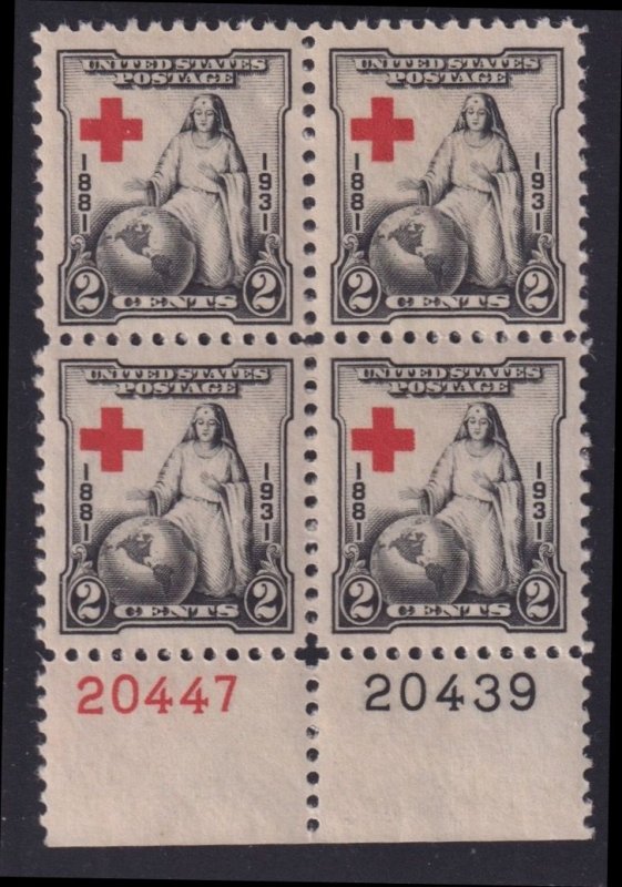 BOBPLATES US #702 Red Cross Bottom Right Plate Block 20439 20447 MNH