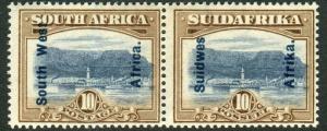 SOUTH WEST AFRICA-1927 10/-  Blue & Bistre Brown.  A lightly mounted mint Sg 54