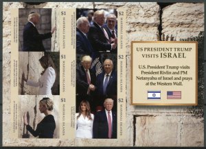 Marshall Islands 2018 MNH Donald Trump Visit Israel Netanyahu 6v IMPF M/S Stamps