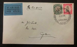 1935 South Africa Imperial Press Conference Airmail Cover To Cape Town