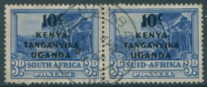 Kenya Uganda and Tanganyika 1941 SG152 10c ovpt on 3d ultramarine SA pair FU (am