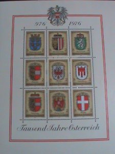 AUSTRIA STAMP-1976 SC#1042 COAST OF ARMS OF AUSTRIA PROVINCE MNH FULL SHEET