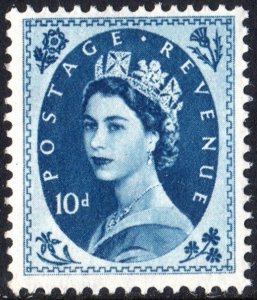 Great Britain #304 10d Queen Elizabeth II: Predecimal Wilding Single (1954) MNH