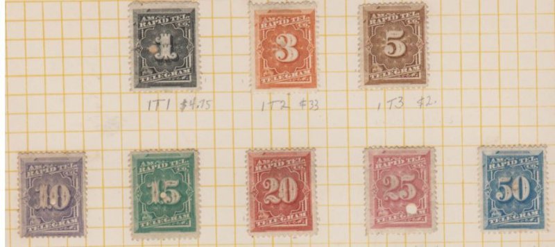 U.S. Scott #1T1-1T8 Telegraph Stamps - Used Set