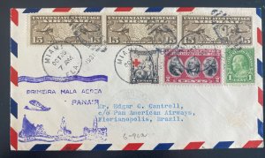 1931 Miami FL Usa First Flight Airmail Cover FFC To Florianapolis Brazil